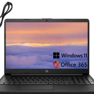 HP 15 15.6" Laptop Computer, Intel Pentium Silver N5030 Quad-Core up to 3.1GHz, 4GB DDR4 RAM, 128GB SSD, 802.11AC WiFi, Bluetooth, 1-Year Office 365, Black, Windows 11 Home S, BROAG Cable