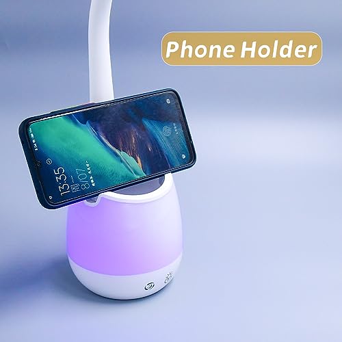 Donewin Rechargeable LED Desk Lamp with Color Changing Light, Pen and Phone Holder - Perfect Study and Reading Lamp for Kids, Teens, and Students - Great Gift for College Dorm Rooms