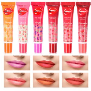 aooba 6 colors sexy colors lip gloss sets tattoo magic color lip stain tint long lasting peel off colored matte