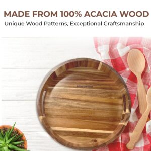 PANDAWOOD 12 Inch Lazy Susan Organizer 100% Acacia Wood - Large Lazy Susan Turntable Organizer for Cabinet, Dining Table, Bathroom, Pantry - Kitchen Cabinet Countertop Organizer - Spice Lazy Susan