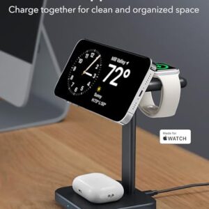 ESR 3 in 1 Wireless Charging Station for Apple [Certified] Portable Apple Watch Charger & MagSafe Charger Stand for iPhone, Wireless Charger for Multiple Devices iPhone 15/14/13/12&Watch&AirPods,Black