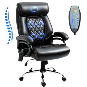 duoku massage office chair - back vibration massage, big and tall executive desk chair for heavy people, high back computer chair wide spring seat, strong metal base quiet wheels