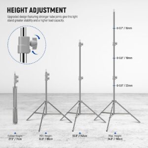 NEEWER Upgraded 75"/190cm Light Stand Stainless Steel Spring Loaded, Foldable Photography Tripod Stand with Stronger Tube Joints for Strobe Softbox LED Ring Light, Max Load 13.5lb/6.5kg, ST-190SS