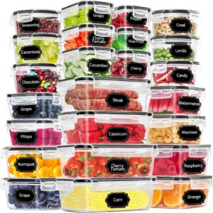 praki 48 pack food storage containers with airtight lids (24 containers & 24 lids), kitchen storage containers for pantry organizers and storage, bpa-free meal prep container with labels & marker