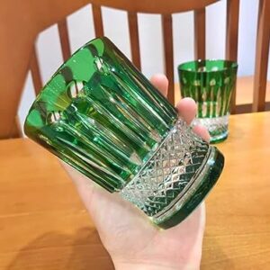 Edo Style Hand Cut Crystal Glass Cup Large Capacity in10 Oz Glassware with Luxury Gift Box, Suitable for Cold Water Glasses for For Soda, Juice, Milk, Coke, Beer, Spirits Daily Use