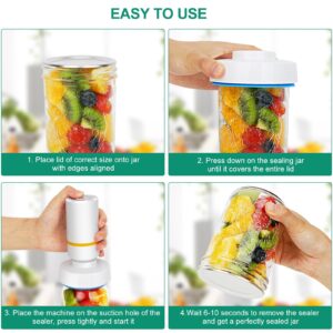 GVsmart Mason Jar Vacuum Sealer, Electric Mason Jar Vacuum Sealer Kit with Wide and Regular Mouth Mason Lids, Jar Vacuum Sealer for Canning Jars, Vacuum Sealing Machine for Food Storage