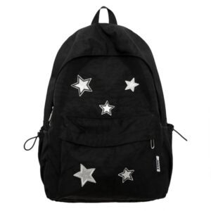 zhsteveg cute backpack star large capacity kawaii aesthetic backpack cute mochilas daypacks (black)