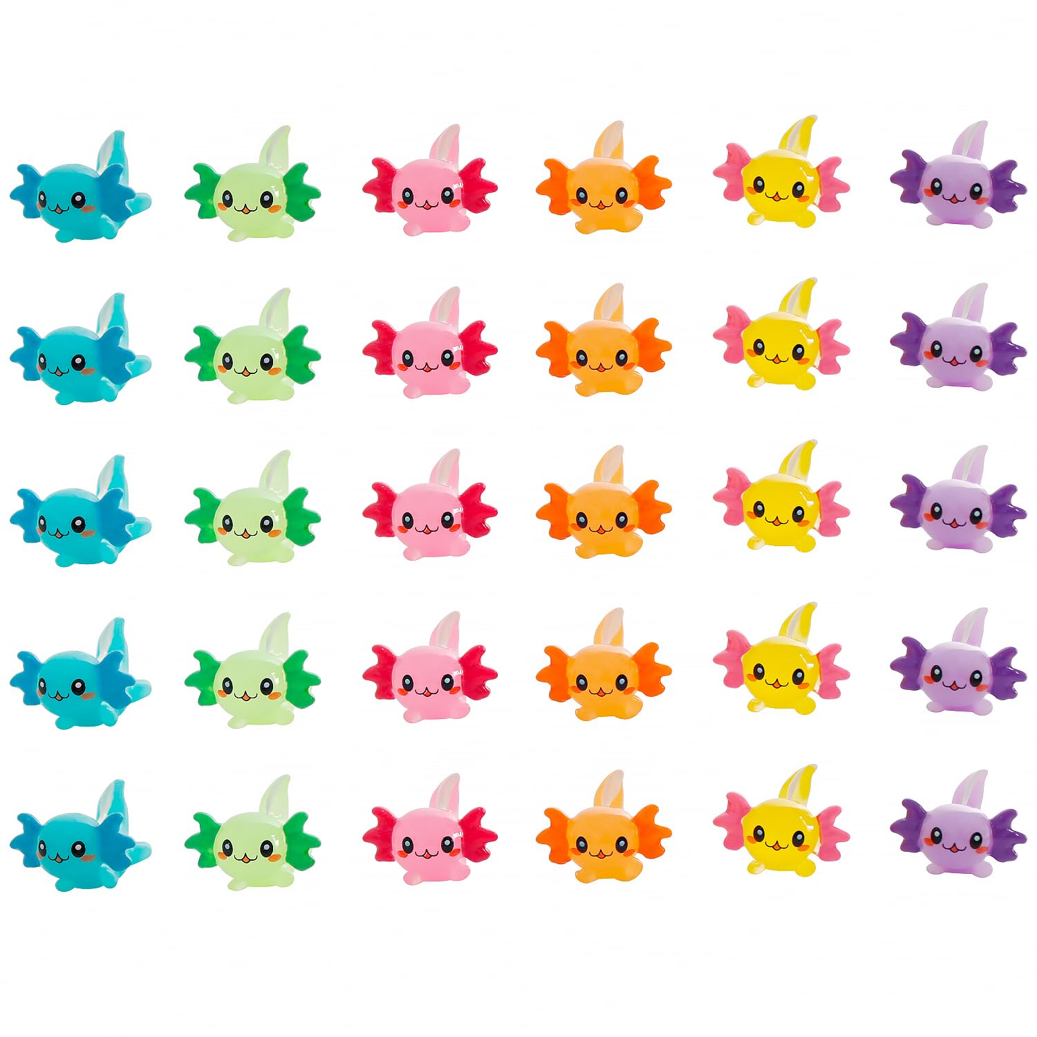 X Hot Popcorn 30PCS Mini Axolotl Colorful Mini Resin Axolotl Figurines Charms Tiny Animal Figures Cute Axolotl Cake Topper Axolotl Ornament for DIY Craft Garden Dollhouse Decoration (Mixed Color)