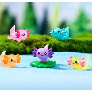 X Hot Popcorn 30PCS Mini Axolotl Colorful Mini Resin Axolotl Figurines Charms Tiny Animal Figures Cute Axolotl Cake Topper Axolotl Ornament for DIY Craft Garden Dollhouse Decoration (Mixed Color)