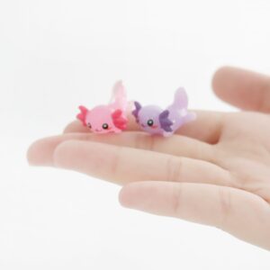 X Hot Popcorn 30PCS Mini Axolotl Colorful Mini Resin Axolotl Figurines Charms Tiny Animal Figures Cute Axolotl Cake Topper Axolotl Ornament for DIY Craft Garden Dollhouse Decoration (Mixed Color)