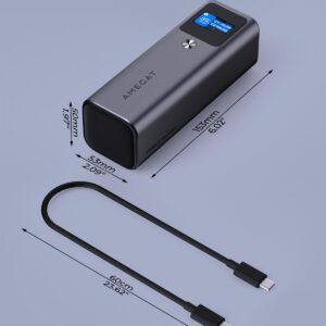 AMEGAT Power Bank 140W, 27600mAh 3-Port Portable Charger PD 3.1 Battery Pack, Smart Digital Display, 140W USB C Fast Recharge, Compatible with iPhone 15/14/13 Series, Samsung, MacBook, Dell, and More