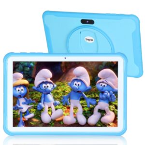 kids tablet, android tablet for kids 10.1 inches, 64gb kids tablet with case, dual camera, wifi, bluetooth, gms, kidproof app pre-installed, parent control, education, google, youtube (blue)