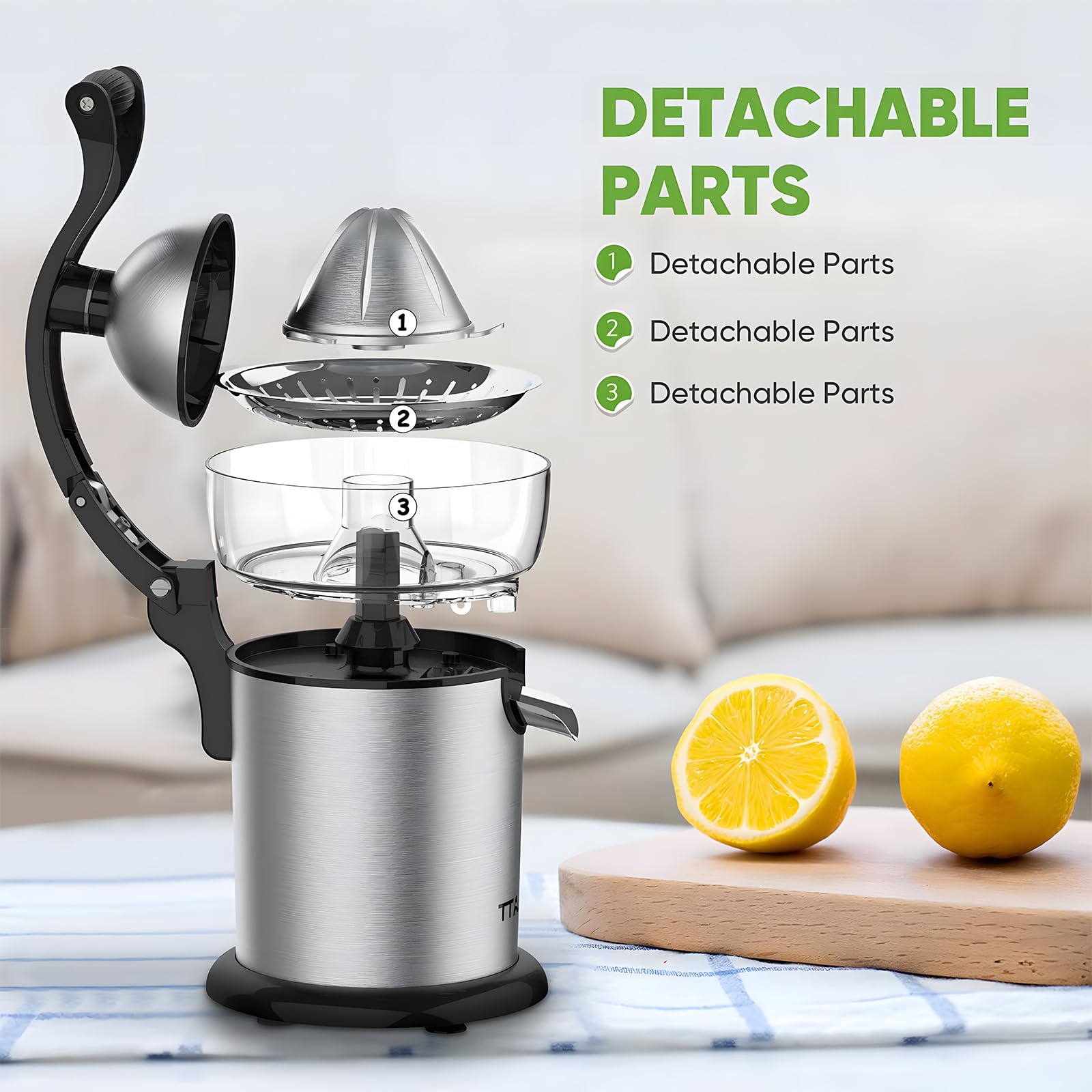 ASLATT Electric Citrus Juicer Squeezer Stainless Steel, Orange Juicer Electric,Homemade Orange Juice Squeezer Machine, Detachable Design,Easy Clean