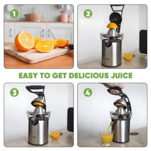 ASLATT Electric Citrus Juicer Squeezer Stainless Steel, Orange Juicer Electric,Homemade Orange Juice Squeezer Machine, Detachable Design,Easy Clean