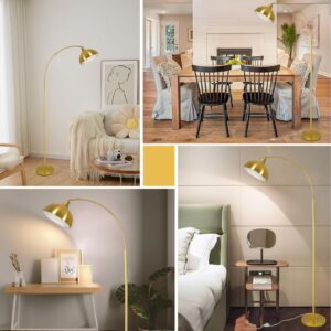 gernehop Arc Floor Lamps for Living Room,Modern Tall Standing Lamp Gold Floor Lamp with Adjustable Hanging Dome Shade,Over Couch Mid Century Arched Reading Lamp for Bedroom,Office