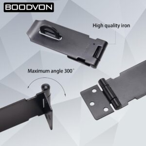 BOODVON Door Lock Hasp Latch, Iron Safety Packlock Clasp Hasp Lock Latch, Extra Thick Gate Lock Hasp with Screws Brushed Finish 1 Pack(3 Inch)