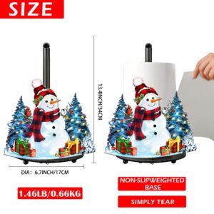 Christmas Paper Towel Holder, Farmhouse Christmas Snowman Decorations for Home Bathroom, Metal Christmas Kitchen Decor Accessories Paper Towel Holder Stand, Large Towel Stand for Countertops Winter