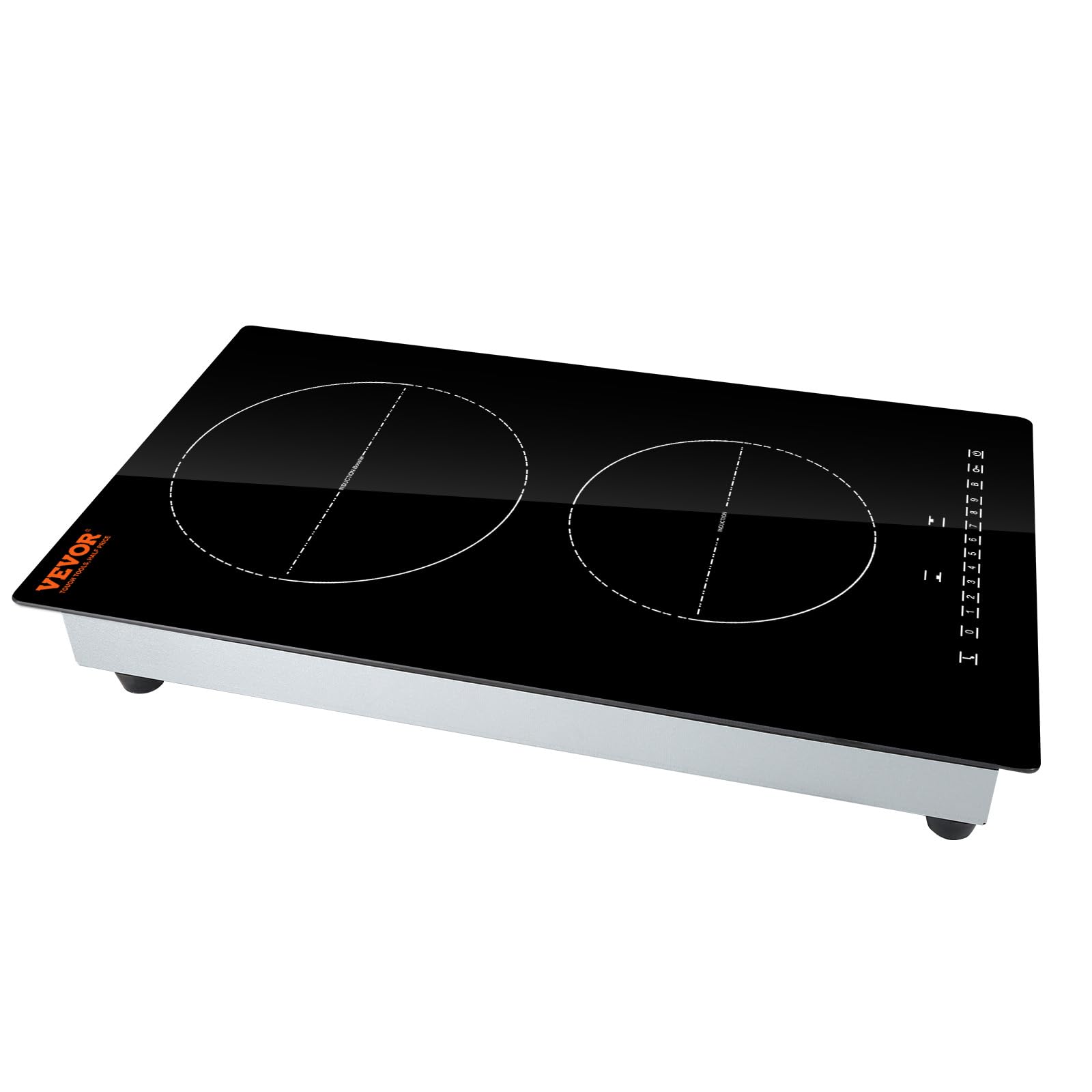 VEVOR Electric Cooktop, 2 Burners, 12'' Induction Stove Top, Built-in Magnetic Cooktop 3000W, 9 Heating Level Multifunctional Burner, LED Touch Screen w/Child Lock & Over-Temperature Protection