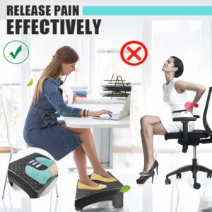 CEECOLES Foot Rest Under Desk at Work, Ergonomic Foot Stool with Massage Surface and Roller for Pain Relief, Upgrade Quality Durable Design Foot Rest with Detachable Footstool for Work Airplane Train