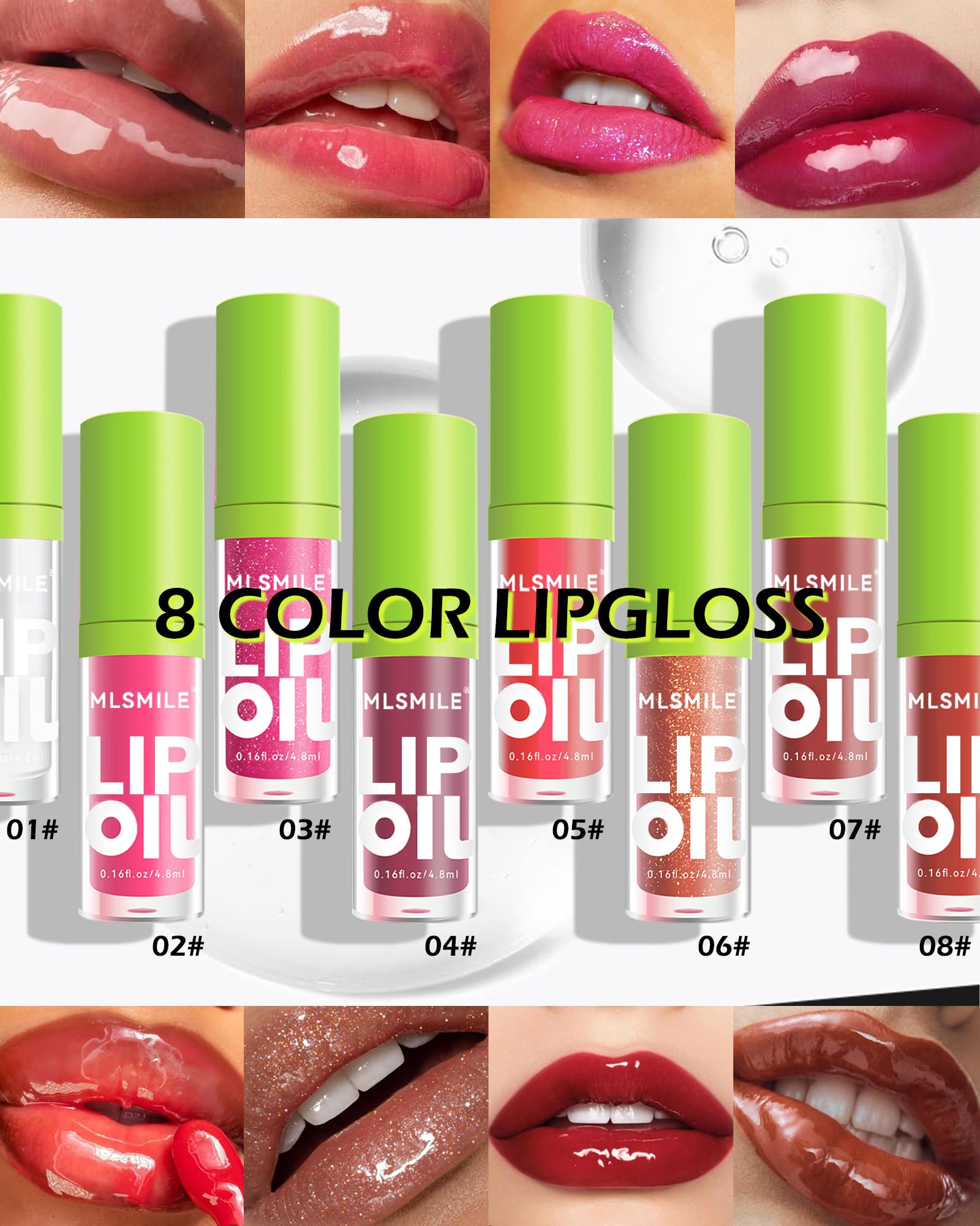 4 Colors Lip Oil Lip Glaze,Hydrating Tinted Plumping Lip Gloss,Fat Lip Oil Drip,Big Brush Head Clear Pink Shiny Glow Reviver Lip Care Oil,Long Lasting Non-sticky Transparent Lip Oil,Makeup Gift-SetA