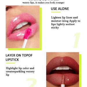 4 Colors Lip Oil Lip Glaze,Hydrating Tinted Plumping Lip Gloss,Fat Lip Oil Drip,Big Brush Head Clear Pink Shiny Glow Reviver Lip Care Oil,Long Lasting Non-sticky Transparent Lip Oil,Makeup Gift-SetA