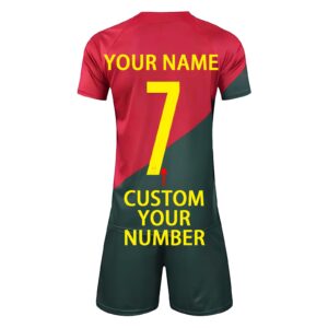 custom soccer jerseys for kids adults personalized 2022 cup team uniform with name number shorts set gifts camiseta de futbol portugal-a medium