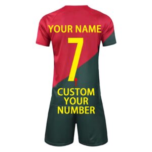 Custom Soccer Jerseys for Kids Adults Personalized 2022 Cup Team Uniform with Name Number Shorts Set Gifts Camiseta de Futbol Portugal-A Medium