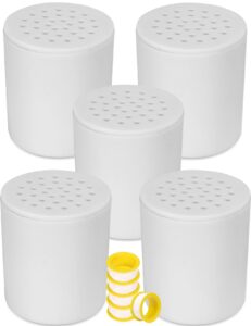 5 pc shower filter replacement,20 stage shower head filter for hard water,high output shower water filter cartridge with vitamin c e,reduce chlorine & fluoride,soften & gentle skin & hair,strong nails