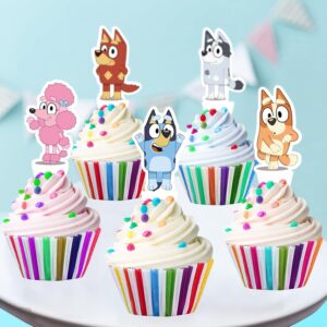 Blue Dog Birthday Party Supplies, 25PCS Blue Dog Cake Topper Decorations Cupcake Toppers for Kids Party Favor