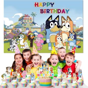 Blue Dog Birthday Party Supplies, 25PCS Blue Dog Cake Topper Decorations Cupcake Toppers for Kids Party Favor