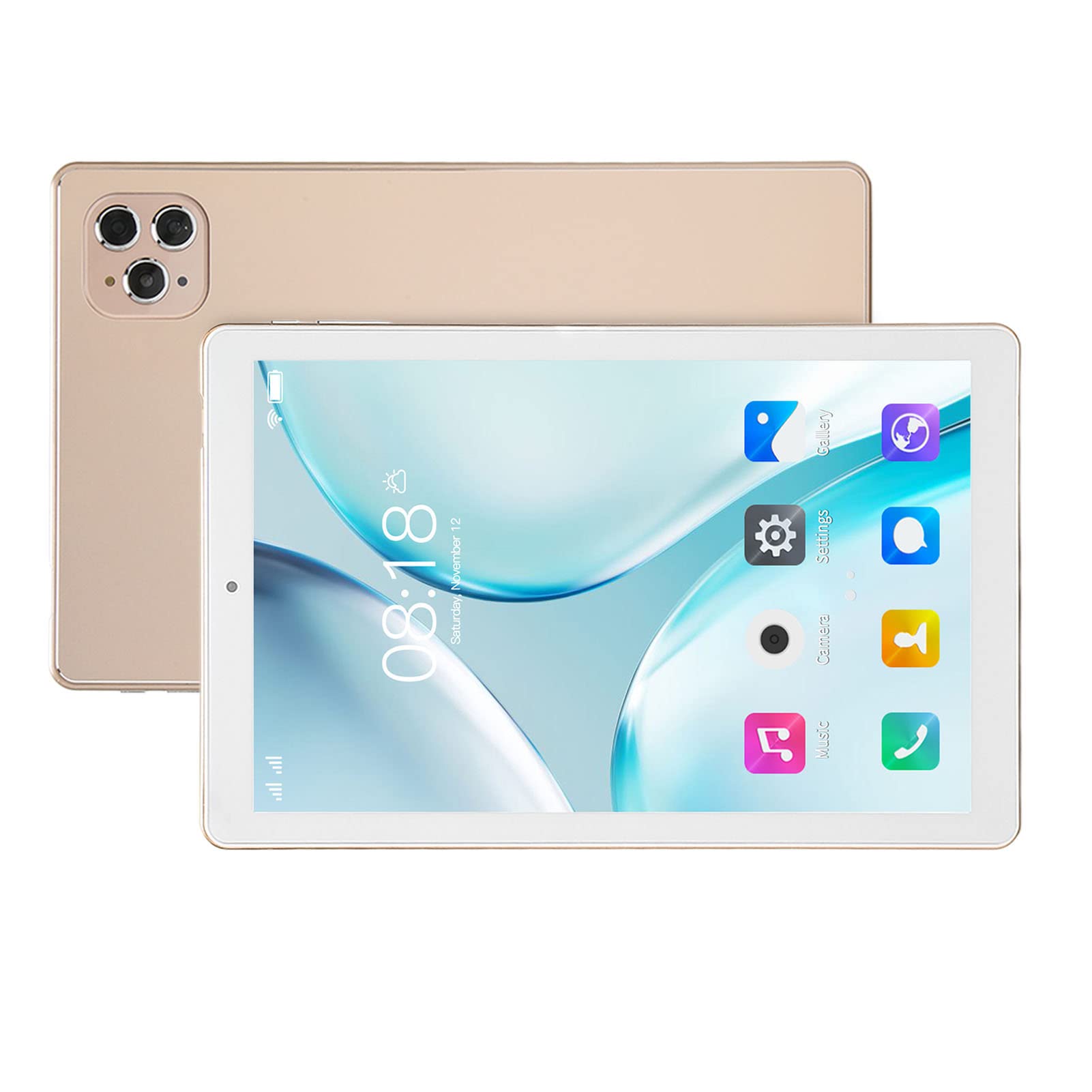 Vikye Android 11 Tablet, 10.1 Inch Display, Octa Core CPU Processor, 4GB RAM 64GB ROM, 8MP 16MP Dual Cameras, 5G WiFi Tablet (US Plug 100‑240V) (Gold)