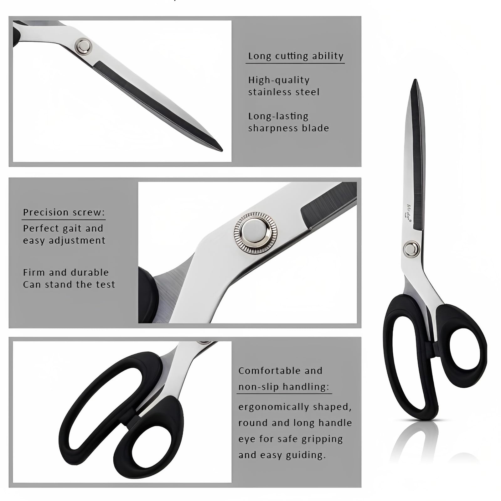 Mr.do Fabric Scissors 10 inch Sewing Scissors All Purpose Sharp Heavy Duty Fabric Scissors for Cutting Clothes Leather Classic Stainless Steel Professional Fabric Shears for Tailor Office Home