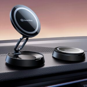 desertwest magsafe car mount, industry's first foldable magnetic phone holder for iphone 15/14/13/12 pro max, all phones, matte black