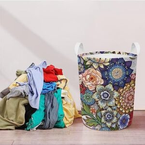 Eheartsgir Large Clothes Basket Laundry Hamper with Handles Waterproof Storage Organizer Nursery Bins for College Dorms Bathroom, Bright Blossom Colorful Floral