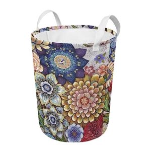 Eheartsgir Large Clothes Basket Laundry Hamper with Handles Waterproof Storage Organizer Nursery Bins for College Dorms Bathroom, Bright Blossom Colorful Floral