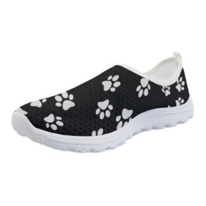 coldinair white paw print women's sneakers dog paws fitness sports walking shoes black fashion road running shoes lady girls summer workout shoes soft shoe