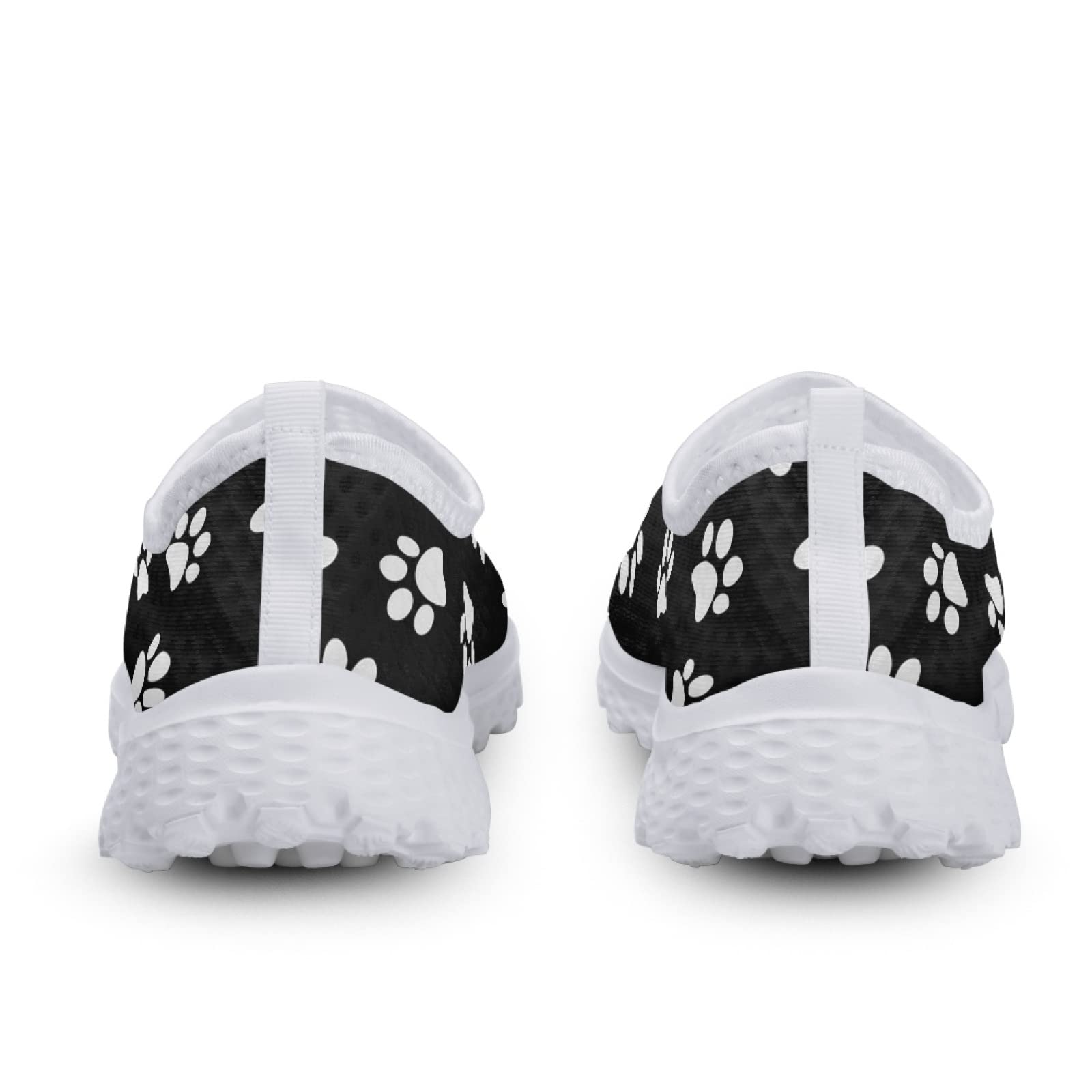 Coldinair White Paw Print Women's Sneakers Dog Paws Fitness Sports Walking Shoes Black Fashion Road Running Shoes Lady Girls Summer Workout Shoes Soft Shoe