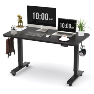 monomi electric standing desk, 63 x 28 inches height adjustable desk, ergonomic home office sit stand up desk with memory preset controller (rustic brown top/black frame)