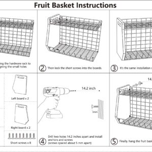 BNING Hanging Fruit Baskets for Kitchen, 2-Set Kitchen Organizers and Storage Baskets as Pantry Organizers and Storage, Small Wire Basket for Wall Mounted & Countertop