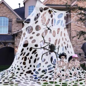 selftek 650 sqft giant spid-er web halloween decorations,beef netting stretchy spid-ers webbing, cut-your-own flexible large outdoor spid-er web gauze spid-erwebs cobwebs for halloween decor