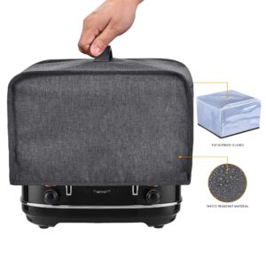 Toaster Cover with 2 Pockets,Can hold Jam Spreader Knife & Toaster Tongs, Toaster Appliance Cover with Top handle,Dust and Fingerprint Protection, Machine Washable (4 Slice, Grey)