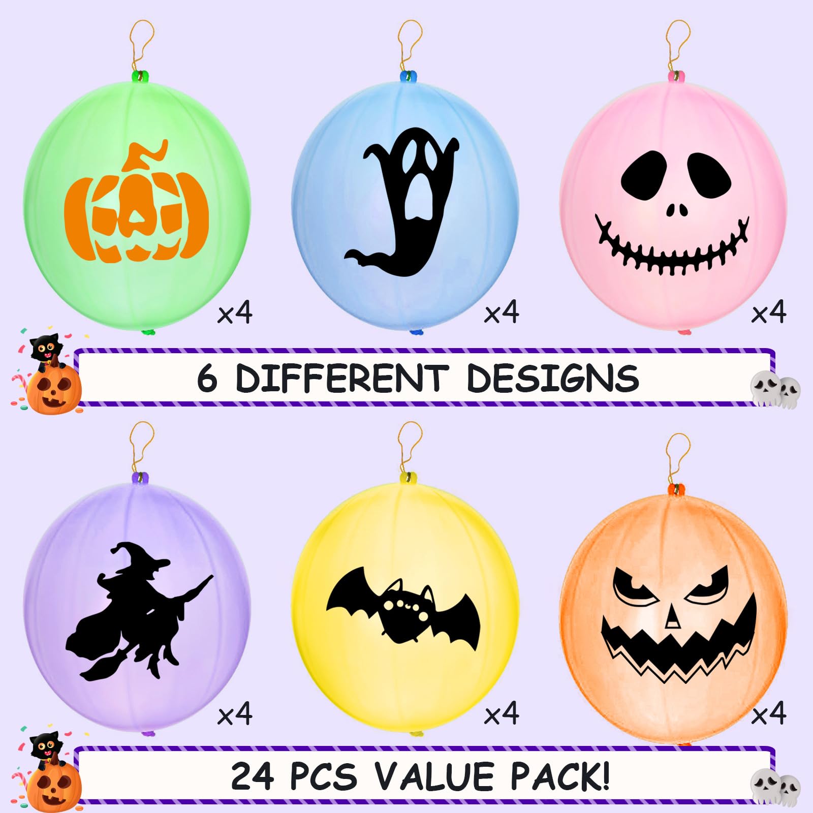 Halloween Games Halloween Punch Balloons for Halloween Party Favors Trick or Treat Toy Punching Balloons Goodie Party Game Favors Supplies Decor 24 Pieces