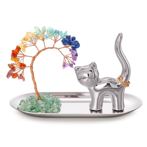 INNOLITES Cat Lover Gifts for Women - Cat Ring Holder Ring Dish - Jewelry Dish Trinket Tray - Cat Themed Gifts for Cat Mom, Woman Birthday Christmas Valentines Mothers Day Gift for Her, Friend, Wife