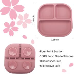 Powerful Suction Plates for Baby and Toddler,Baby Divided Plate,Christmas Plates,Non-Slip,BPA Free,Microwave & Dishwasher Safe,4 Pack Unbreakable Feeding Set