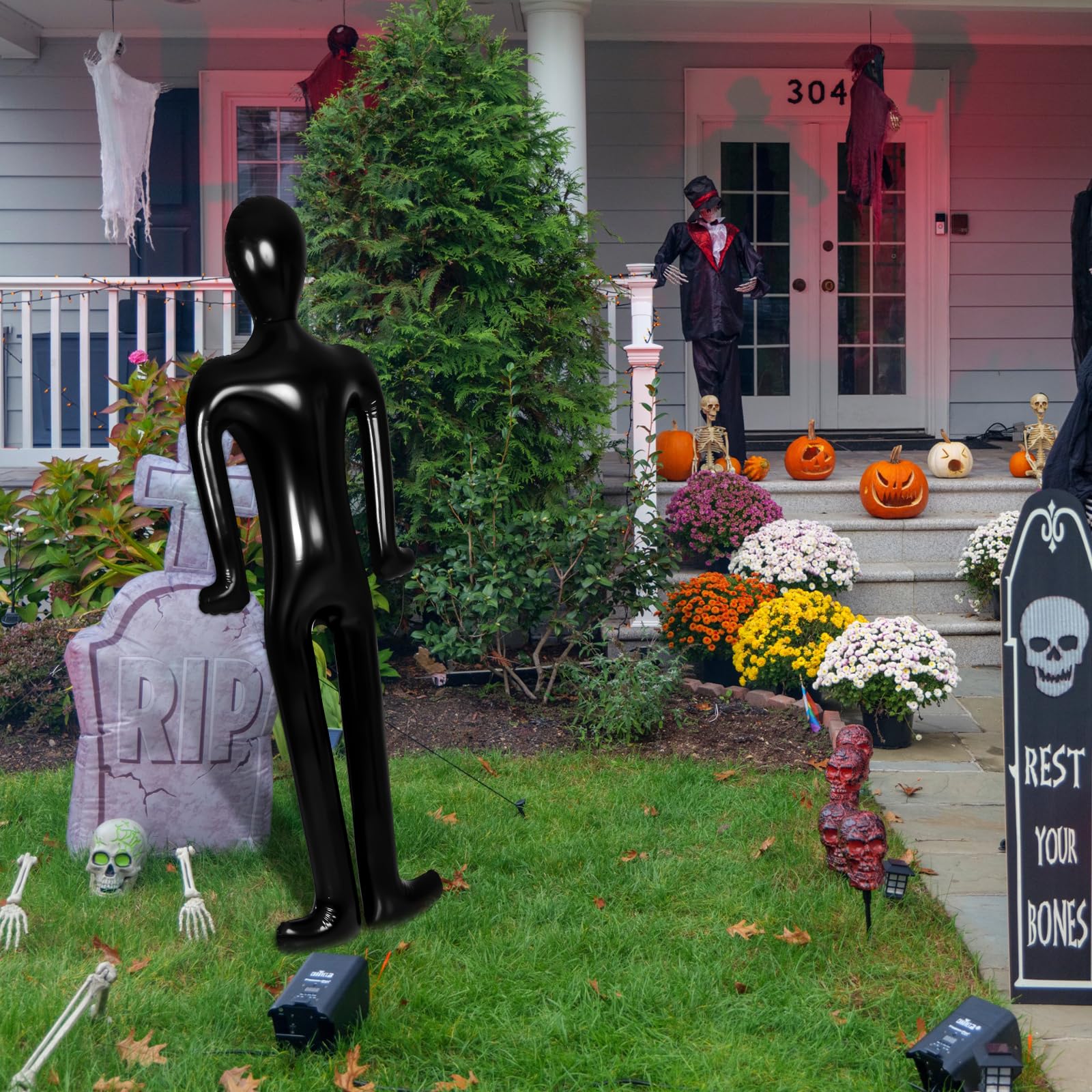 Lenwen 4 Pcs 70" Halloween Inflatable Body Mannequin Inflatable Body for Murder Full Size Blowup Dolls for Adults DIY Halloween Prop Dummy for Murder Crime Scene Party Halloween Decor (Black)