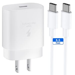 samsung fast charger 25w usb c super fast charging type c charger cable cord 6.6ft for samsung galaxy s24 s24+ s23 s22 s21 s20 ultra/plus/fe,note 20/10,z fold5,z flip5,a55/a15/a25,galaxy tab a8/s8/s9