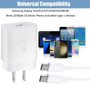 Samsung Fast Charger 25W USB C Super Fast Charging Type C Charger Cable Cord 6.6FT for Samsung Galaxy S24 S24+ S23 S22 S21 S20 Ultra/Plus/FE,Note 20/10,Z Fold5,Z Flip5,A55/A15/A25,Galaxy Tab A8/S8/S9