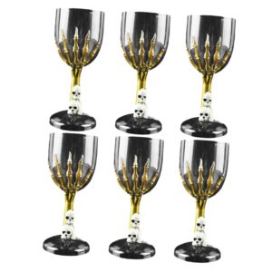 6pcs halloween plastic cups skull wine goblet halloween juice goblet party spooky skeleton water cup skeleton decor bar drinkwares colored drinking glasses drinking cup re-usable