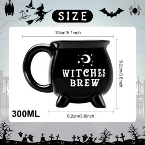 12 oz Halloween Cauldron Mug Decorations, Black Witches Brew Pattern Mug Ceramic Spooky Witch Coffee Cup Halloween Birthday Witchy Tabletop Drinkware Gifts for Adults Kids Women