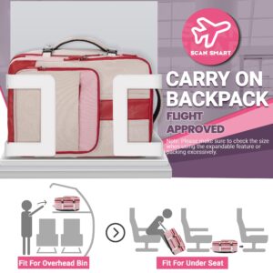 BAOXA Large Carry on Backpack, Expandable Travel Backpack for Women Airline Approved, 40L Suitcase Backpack for Women Men, Weekender Luggage Backpack for Traveling on Airplane (Pink)